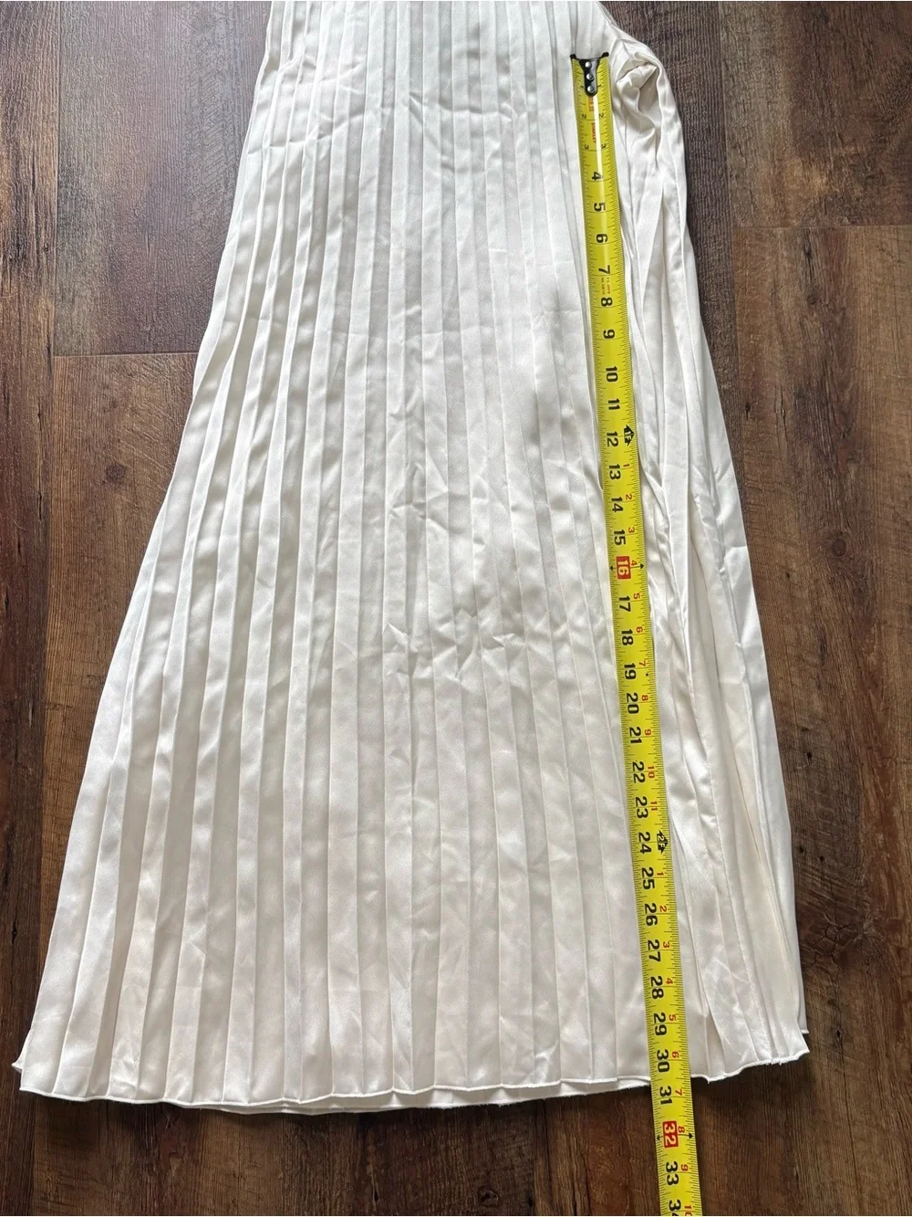 Abercrombie & Fitch Satin Cream Pleated V-Neck Wide Leg Jumpsuit
